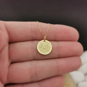 Buy Dainty 14k Solid Gold Third Eye Necklace